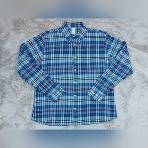 Brooks Brothers Regent Fit Men's Blue Plaid Check Cotton Button Down Shirt | XL